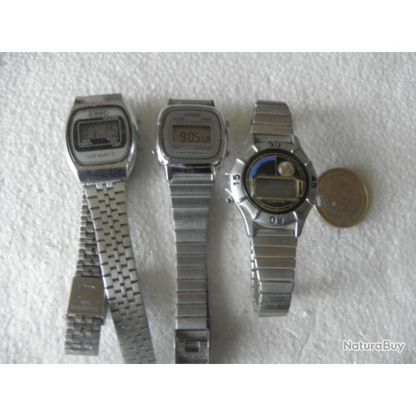 3 montres LED vintage, 2 fonctionnelles