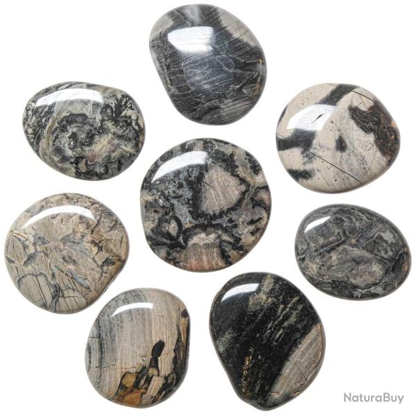 Galet plat jaspe feuille d'argent - A l'unit�