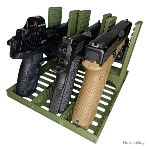 Trois r�telier modulaire pour pistolet et revolver Vert et noir Made in France