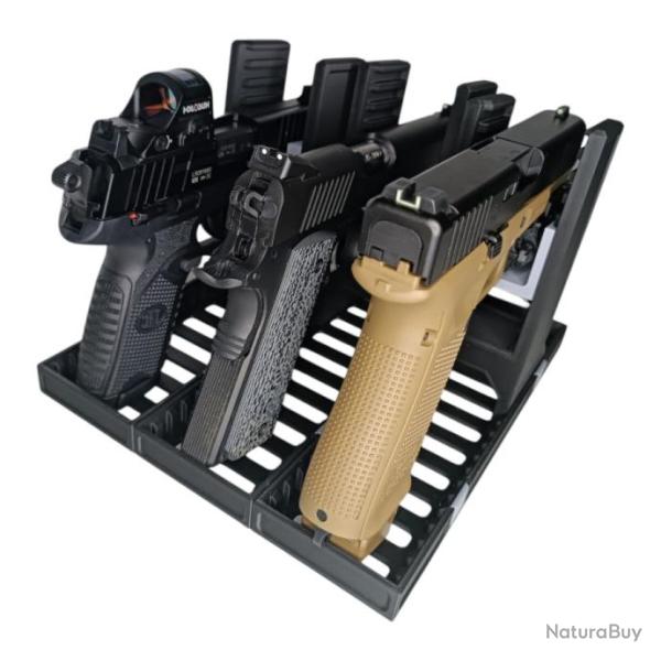 Trois r�telier modulaire pour pistolet et revolver Noir et gris Made in France