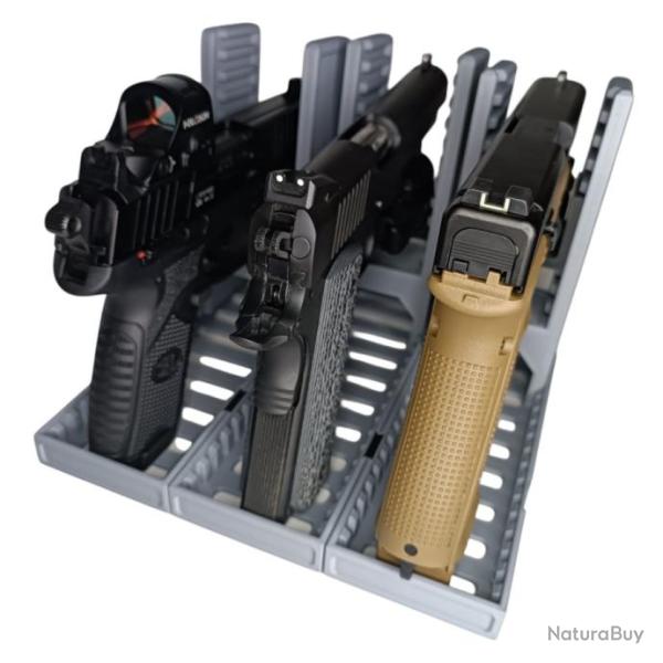 Trois r�telier modulaire pour pistolet et revolver Gris et noir Made in France