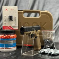 Edition limit&eacute;e - "Pack Ultime Laser Pr&ecirc;t A Tirer" PISTOLET GLOCK 17 GEN5 CAL 43 PAINTBALL T4E COYOT