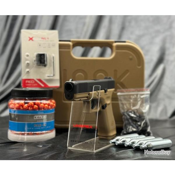 Edition limit�e - "Pack Ultime Laser Pr�t A Tirer" PISTOLET GLOCK 17 GEN5 CAL 43 PAINTBALL T4E COYOT