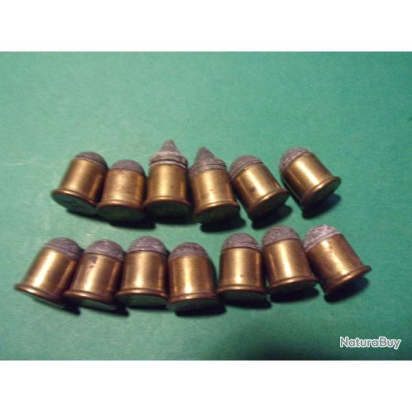 Petit lot de 9 mm Flobert �tui laiton, balle plomb,