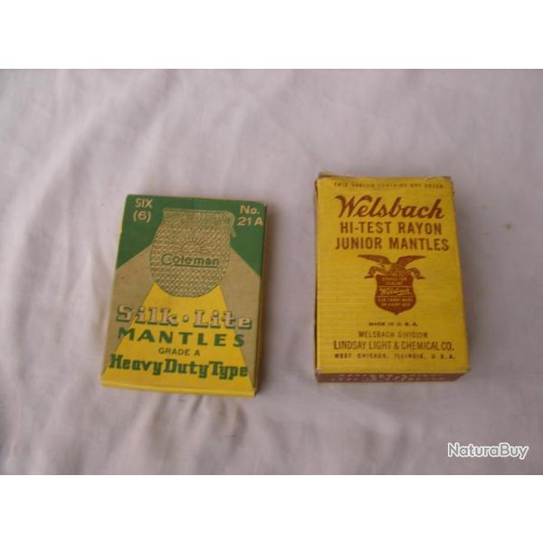 WW2 US LOT DE 2 BO�TES A MANCHONS POUR LANTERNES MILITAIRES AM�RICAINES COLEMAN/WELSBACH RARE