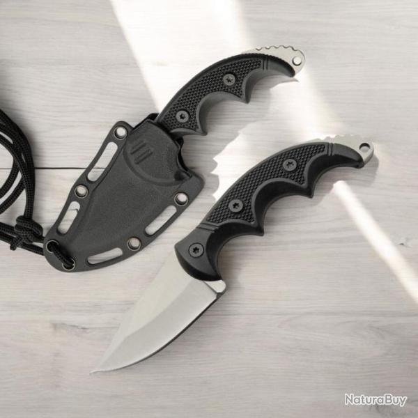 Lot de 3 Couteau de Cou � Lame Fixe Lame Acier Inox Manche ABS Etui CN211606 x 3