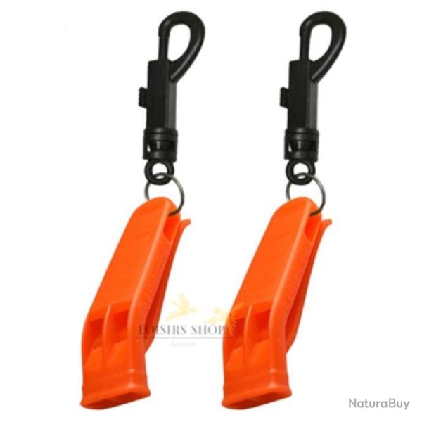 Lot 2 sifflets de survie et s�curit� � double fr�quences aigu�s de 100 d�cibels