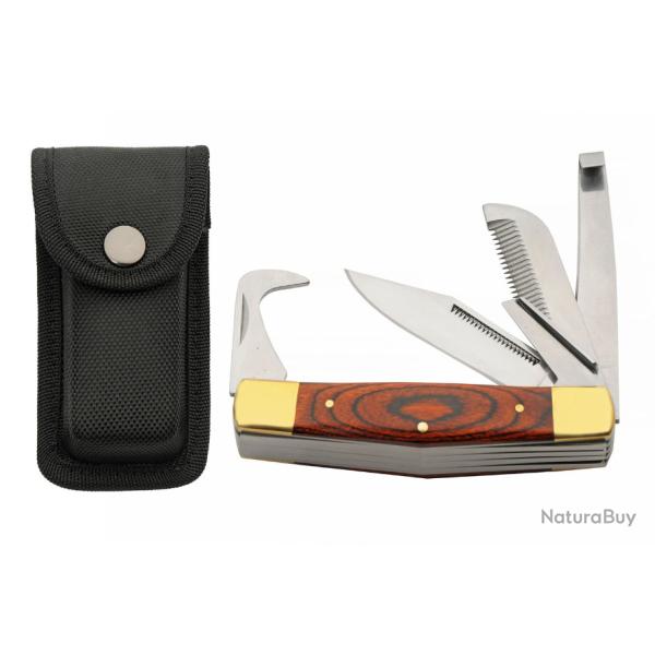 Couteau de Poche Multi-Outils Lame de Rancher, Curette � Sabots, �claircisseur de Poils CN211598