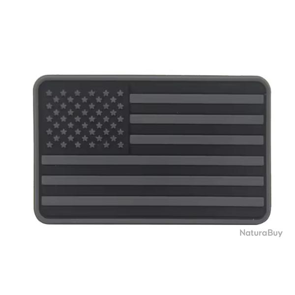 Patch Drapeau - Etats-Unis - Noir/gris - PVC - velcro - Livraison gratuite