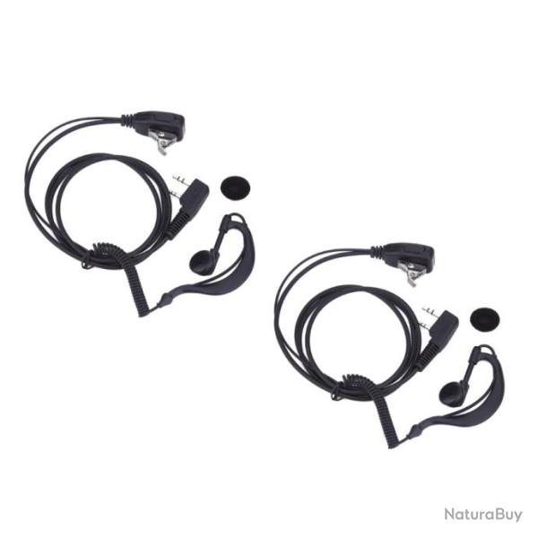 2x Oreillettes pour talkie-walkie BAOFENG UV5R/KENWOOD/HY, micro, filaire, Radio �coute - Promo