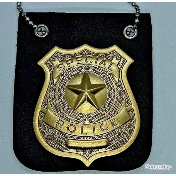 FIN DE LA REDUCTION ! PLAQUE TOUR DE COU SPECIAL POLICE OR! AVEC CHAINE COULEUR GOLD NEUF.