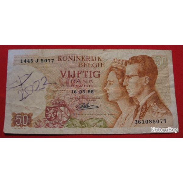 BELGIQUE billet de 50 francs du 18-05-1966  (royaume de belgique tresorerie)