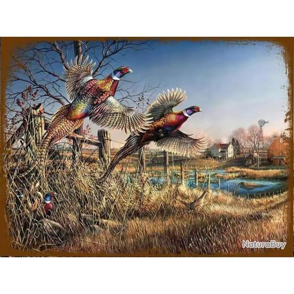 Plaque d�corative m�tal faisan