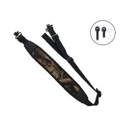 Bretelle néoprène Noire pour carabine de chasse + 2 vis grenadières