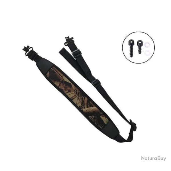 Bretelle n�opr�ne Noire pour carabine de chasse + 2 vis grenadi�res