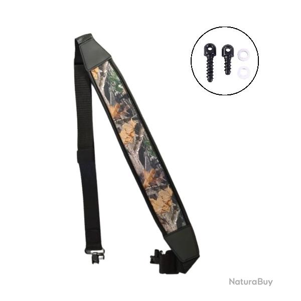 Bretelle n�opr�ne Noire v1 pour carabine de chasse + 2 vis grenadi�res