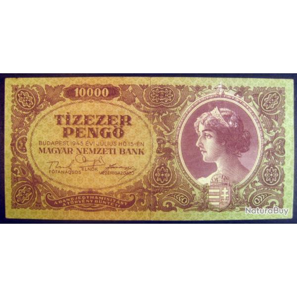 Billet 1945 Hongrie 10000 Pengo, de banque, papier-monnaie, paper money Hungary, Hungarian Currency