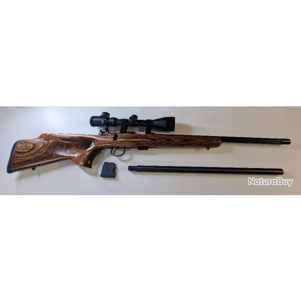 Pack carabine CZ 455 avec 2 canons  22LR & 22WMR.