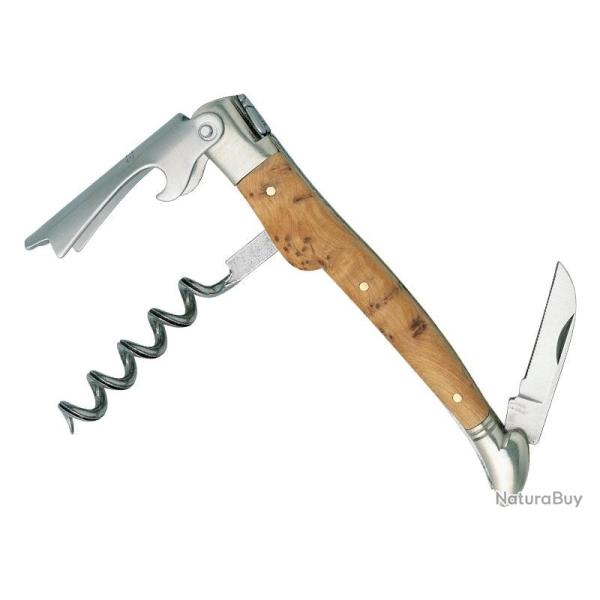 BEL1653 COUTEAU SOMMELIER LAGUIOLE ARBALETE 3 PIECES MANCHE 12CM GENEVRIER NEUF