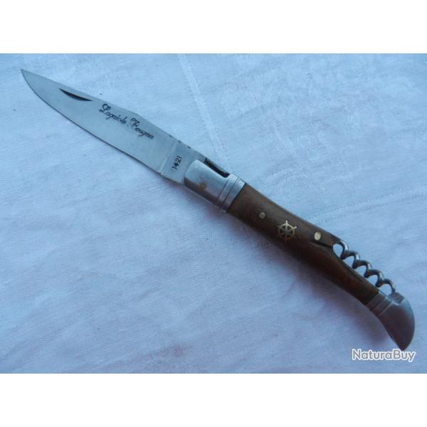 couteau Laguiole Bougna tire bouchon manche palissandre d�cor barre de gouvernail en laiton