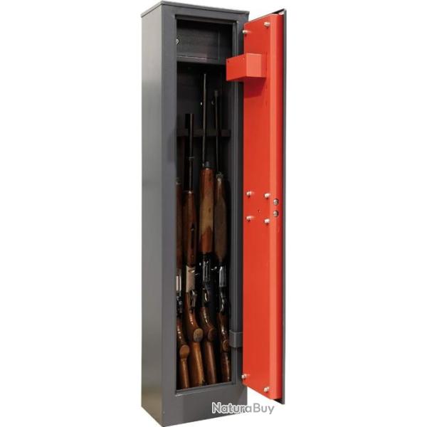 Braco ARM050 Armoire � 5 Fusils en Acier avec Coffre Int�rieur, Coffre-fort pour Armes � Feu