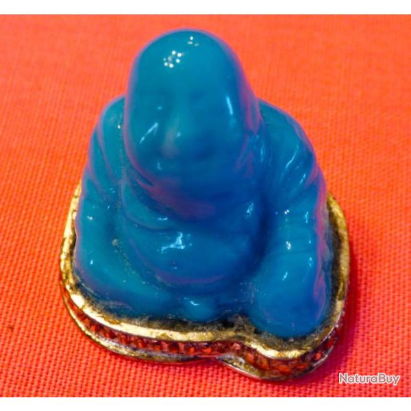 SPLENDIDE BOUDDHA COULEUR BLEUE TURQUOISE - SCULPTE DANS UNE BELLE MATIERE TRES DURE--