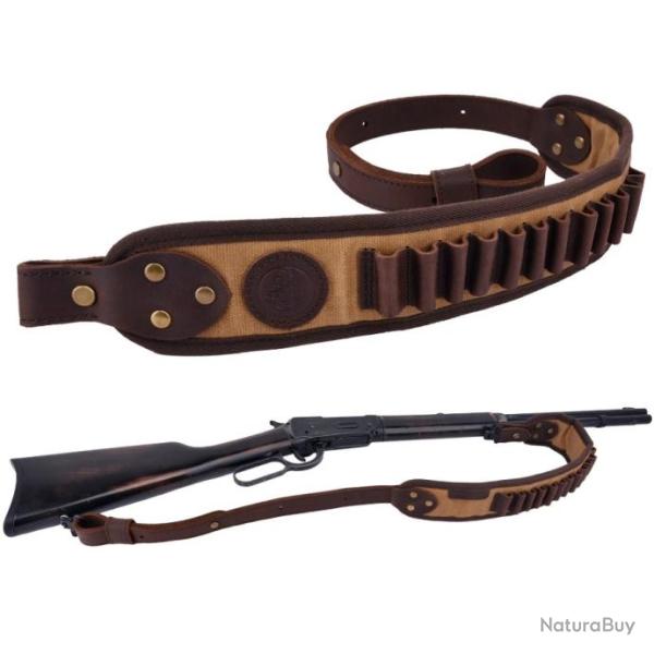 Sangle de fusil en cuir vintage r�glable khaki .308 PAIEMENT 3/4 FOIS LIVRAISON GRATUITE !!