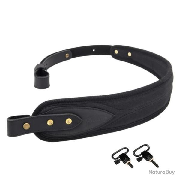 Sangle de fusil de chasse en cuir r�glable NOIR 2 ATTACHES - LIVRAISON GRATUITE !!