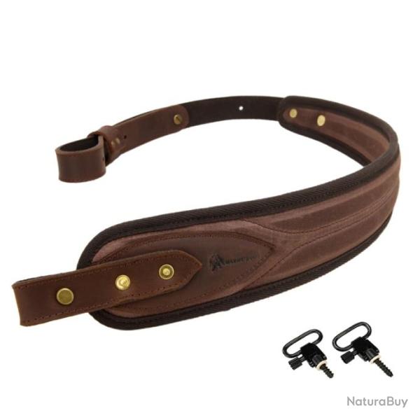 Sangle de fusil de chasse en cuir r�glable CAFE 2 ATTACHES