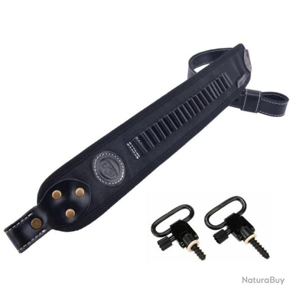 Sangle en cuir pour 20 pi�ces 17HMR, .22LR, .22MAG  NOIR 2 ATTACHES - LIVRAISON GRATUITE !!