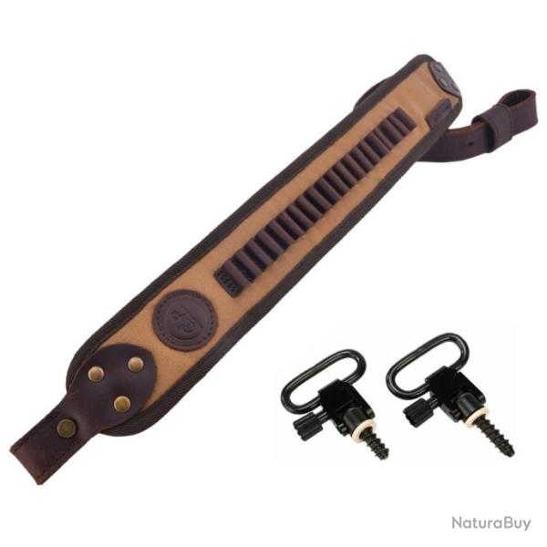Sangle en cuir pour 20 pi�ces 17HMR, .22LR, .22MAG  KAKI 2 ATTACHES