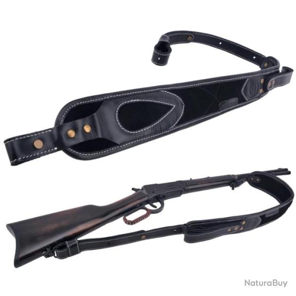 Sangle en cuir durable rembourr�e en cuir de buffle NOIR SANS ATTACHE