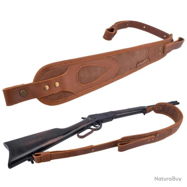 Sangle en cuir durable rembourre en cuir de buffle MARRON SANS ATTACHE