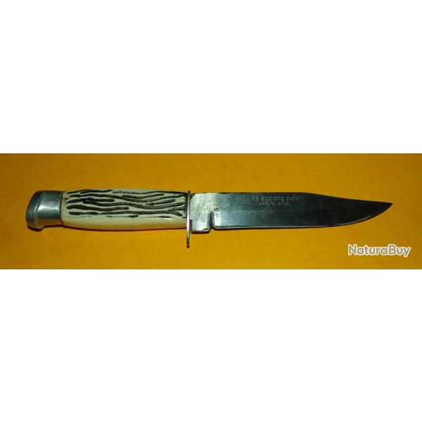COUTEAU GENRE SCOUT DE MARQUE PRECISE SPORTING CUTLERY   , HI CARBON STEEL , FABRICATION BREZIL , LA