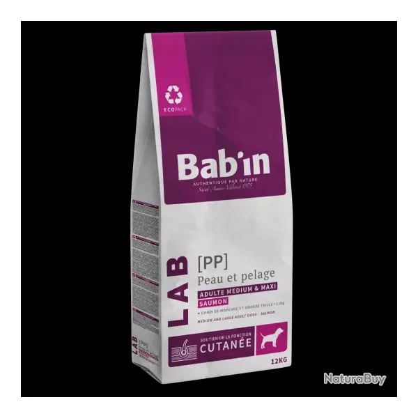 1 paquet de 12 kg de croquettes chien BAB'IN au Saumon