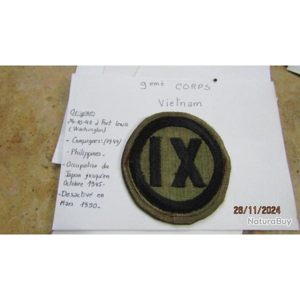 9� corps infanterie patch US insigne post deuxi�me guerre am�ricain tenue combat Cor�e Vietnam