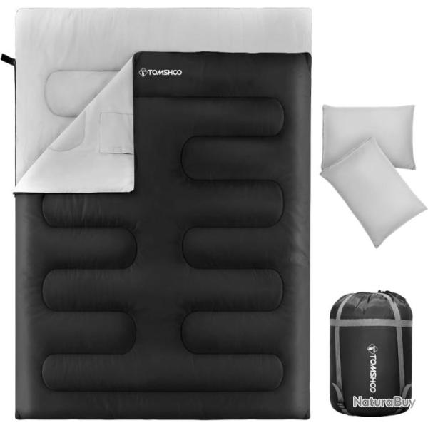 Sac de Couchage Double 230�160cm Duvet 2 Personnes Sac de Couchage Rectangulaire D�tachable avec 2