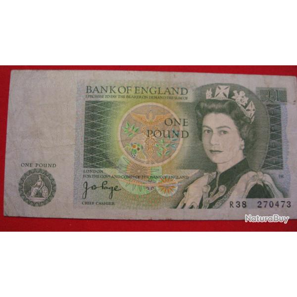 angleterre Bllet de one pound Elizabeth II  R38