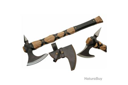 NedFoss Hache viking de 40,6 cm, Tomahawk avec gaine en cuir, cadeau viking pour homme, hache Valknut Valhalla Hache barbu, hache de camping, cadeaux pour lui