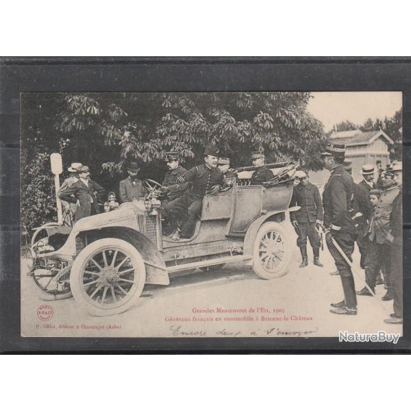 CPA Grande Manoeuvres de l'Est 1905 generale francais en automobile a BRIENNE CHATEAU