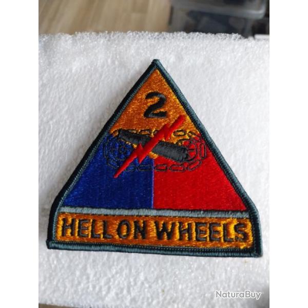 Patch arm�e us 2nd ARMORED DIVISION +TAB HELL ON WHEELS ORIGINAL 1