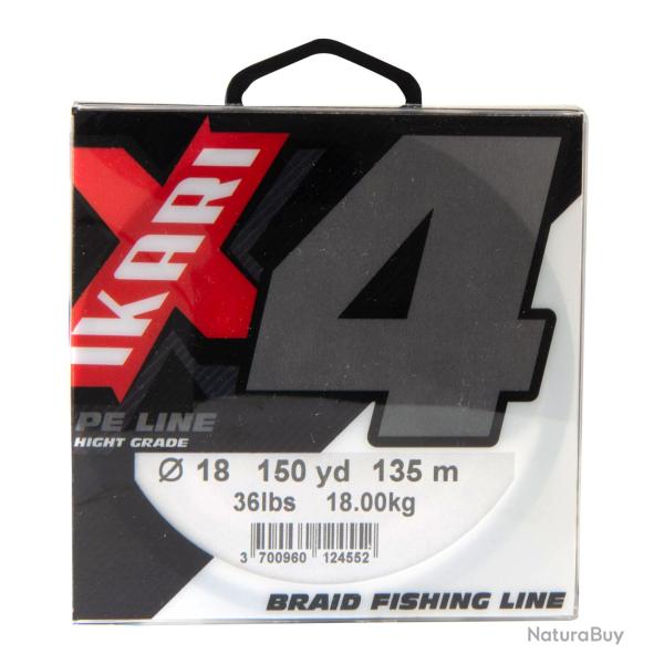 Tresse Ikari 4 brins grise 250m 0.25mm/24kg
