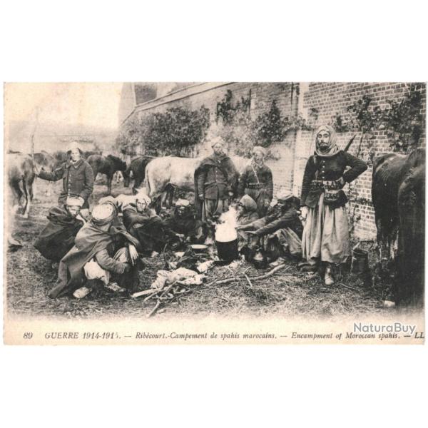 CPA Carte Postale France Rib�court Campement de spahis marocains guerre 1914-15