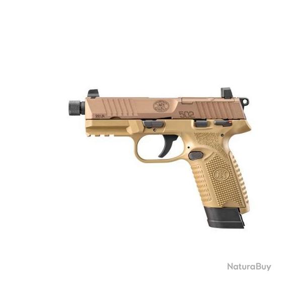 Vente Flash ! Pistolet semi-automatique FN HERSTAL fn 502 cal.22lr tactical 1X10 + 1X15 fde/fde tan