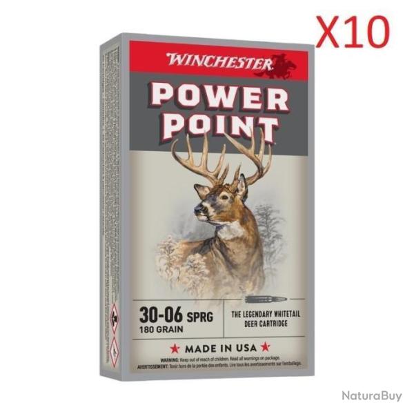 VENTE FLASH ! Lot de 10 Boites de 20 Balles Winchester - Power Point - Cal.30-06 - 180Grs
