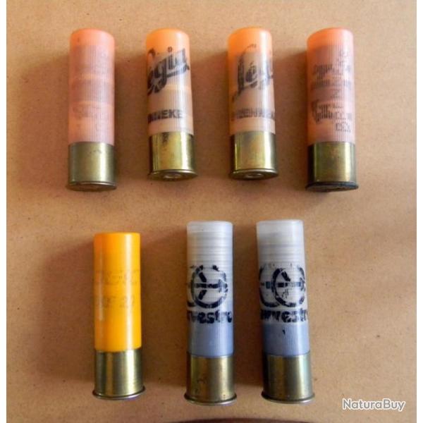 Balles chasse calibre 20, lot de 7 et 2 Breneke cal. 12