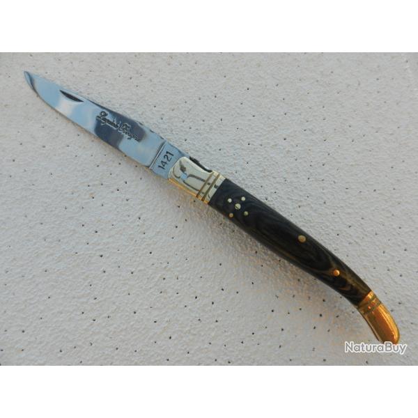 couteau laguiole bougna manche bois park�ris� gris/noir - longueur 19 cm.