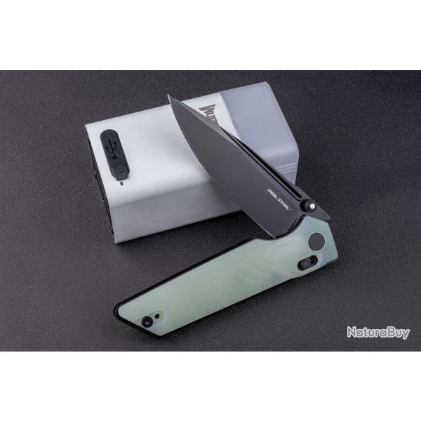 Couteau Real Steel Sacra Pro Jade Manche G10 Lame Acier K110 S�curit� Crossbar Lock RS7714NB