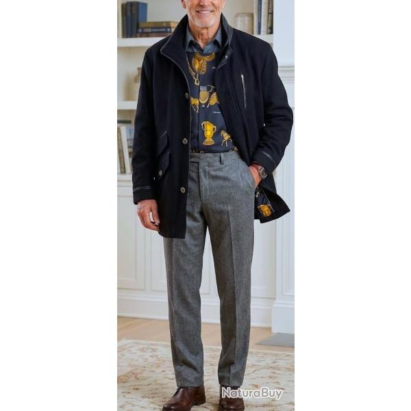 Veste caban cachemire marine taille 50 Louis Sciolla demie mesure