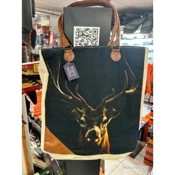 Sac toile t�te de cerf
